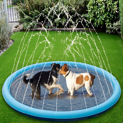 the PET SPRINKLER POOL - 100/150/200cm Summer Pet Swimming Pool, Inflatable Water Sprinkler Pad, Play Cooling Mat, Outdoor Interactive Fountain Toy for Dogs