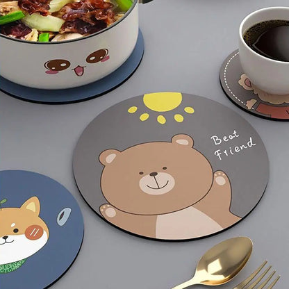 S/L Coasters Cartoon Tableware EVA Bowl Dish Pot Mats Bear Dog Cat Waterproof Heat Insulation Pad for Home Kitchen