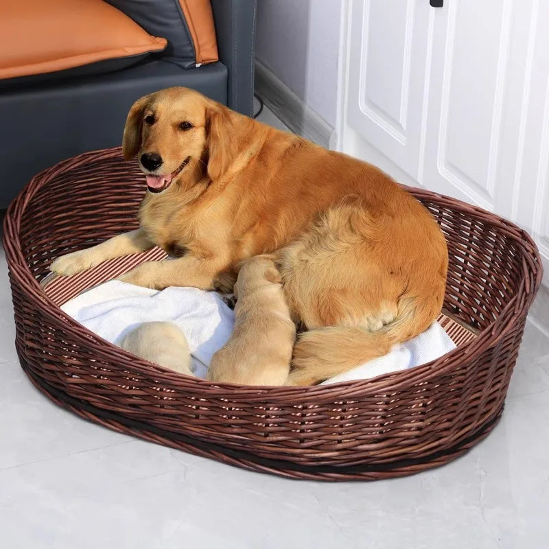 Willow Vine Weaving Dog House Summer Cool Cat Bed Four Season Universal Small Dog Pet Nest Summer Sleeping Mat Teddy Dog Bed
