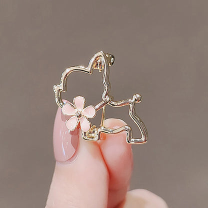 Hollow Cute Puppy Brooch Cartoon Dog Badge Women's Suit Accessories Neckline Anti-Exposure Buckle Pins Fixed Decoration Jewelry