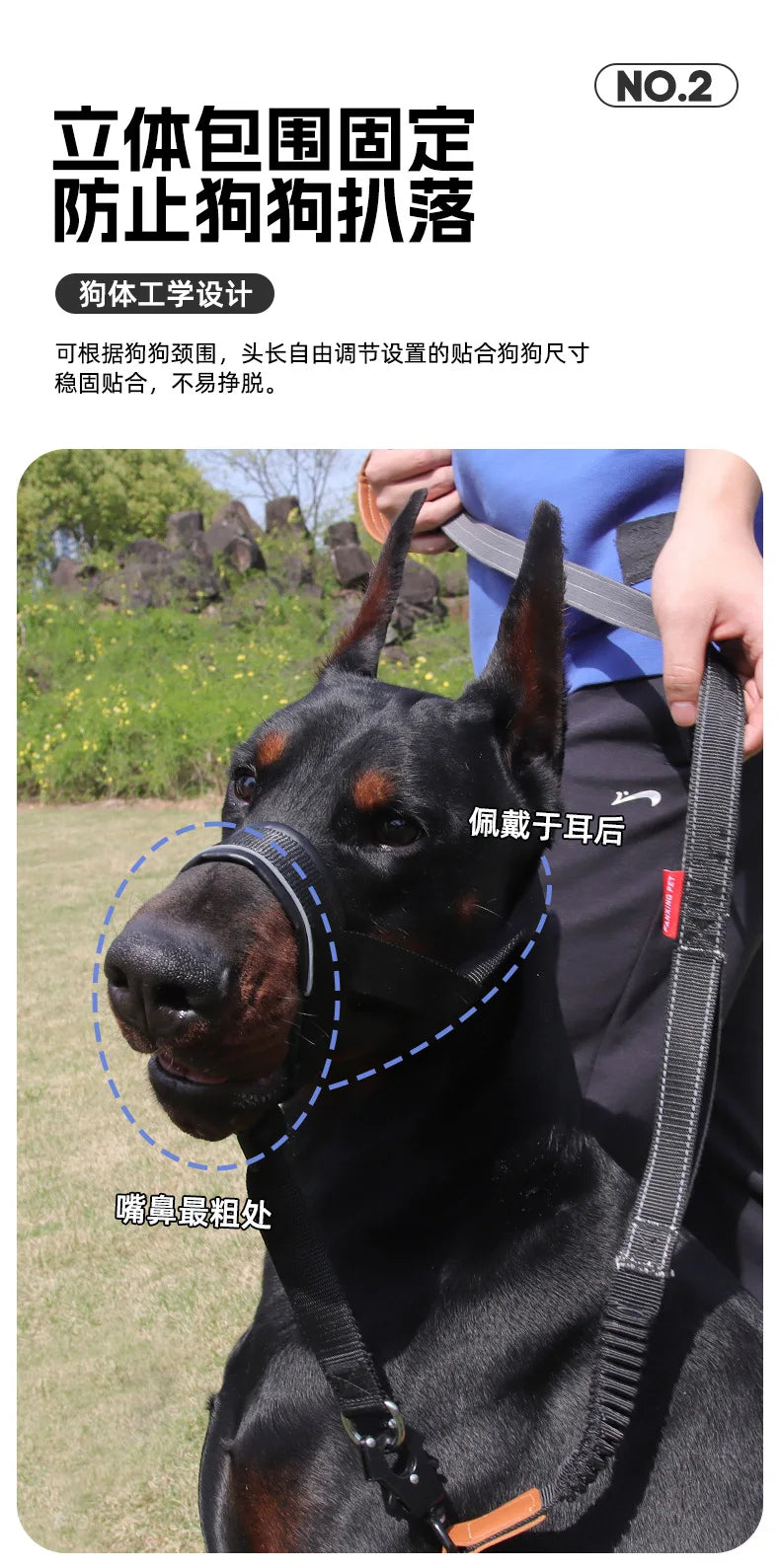 the MUZZLE STRAP - Dog Muzzle for Large/Medium Dogs – Anti-Bite, Anti-Bark Adjustable Pet Mouth Mask with Leash Loop, Training Walking Nylon Muzzle