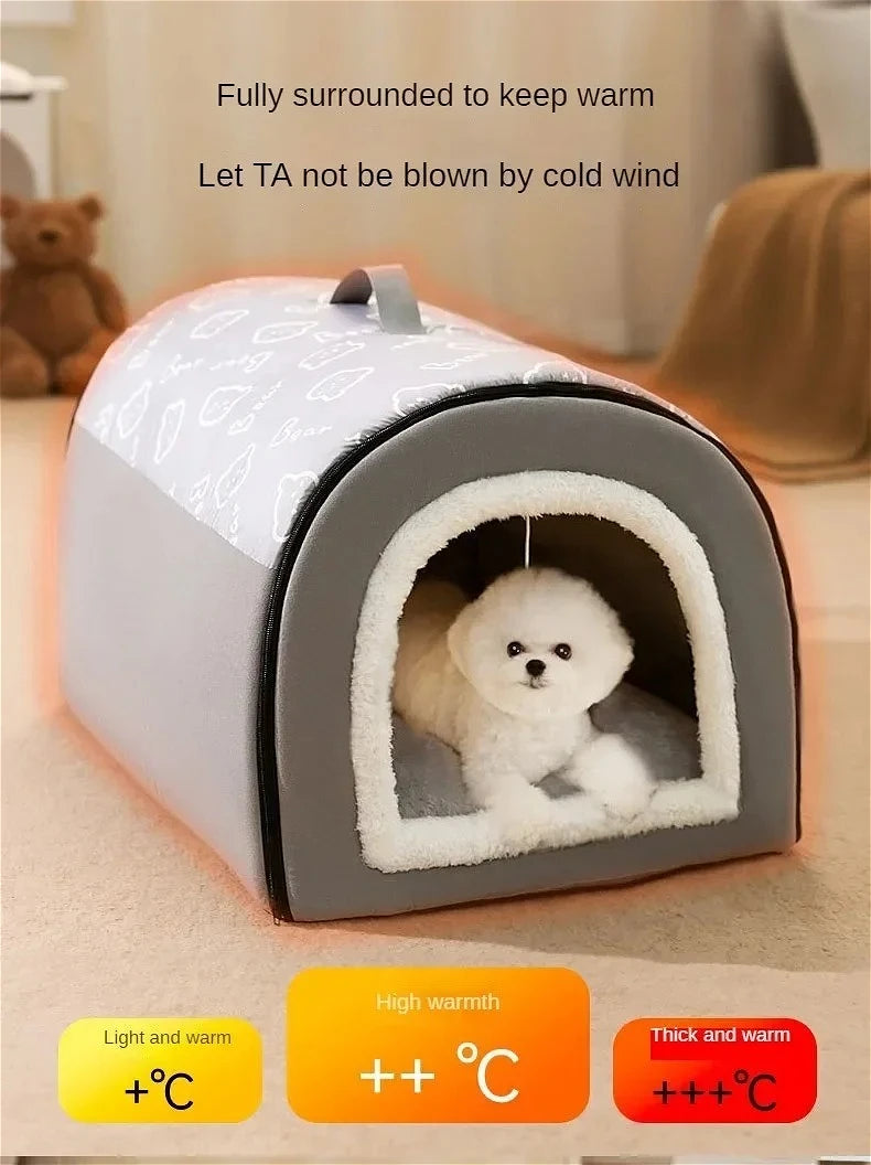 Winter Warm Foldable Pet House Removable Washable Dog Kennel Puppy Cave Sofa Pet Bed House for Large Dog and Small & Medium Cats