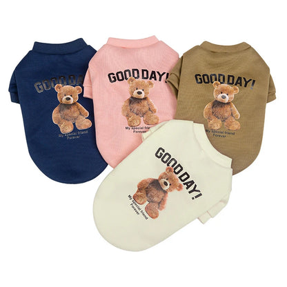 the GOOD DAY TEDDY - Pet Clothes, Cartoon Bear Pet Shirt, Puppy Clothes, Pet Jacket for Small/Medium Dog/Cat, Chihuahua Costume, Dogs Winter Cute Costume
