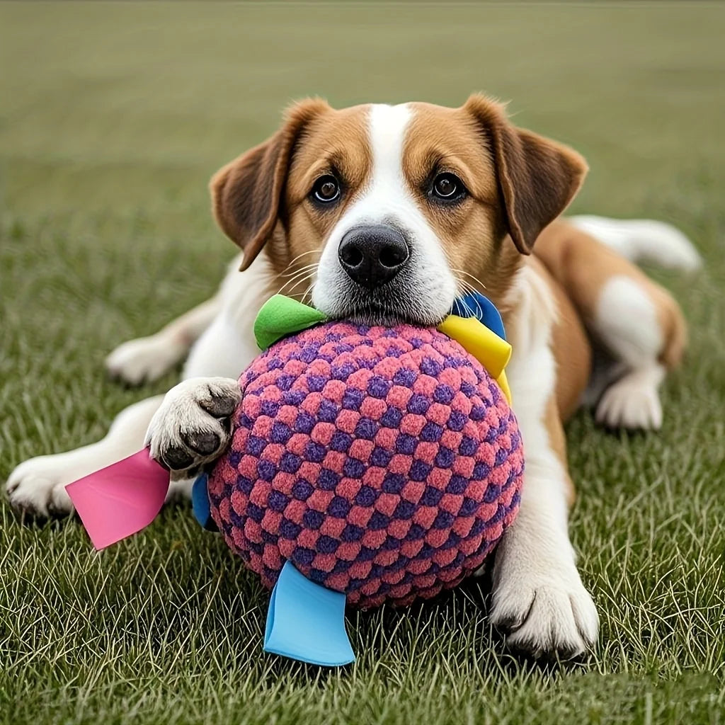 Heavy-Duty Chew-Proof Dog Training Ball with Bell - Interactive Fetch Toy, Polyester Puppy Ball for Less Aggressive Chewers