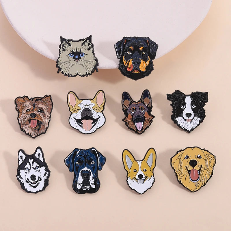 Cute Golden Retriever Border Collie Beagle Collie Enamel Pin Cartoon Pet Dog Animal Brooch Lapel Badge Jewelry Gifts For Friends