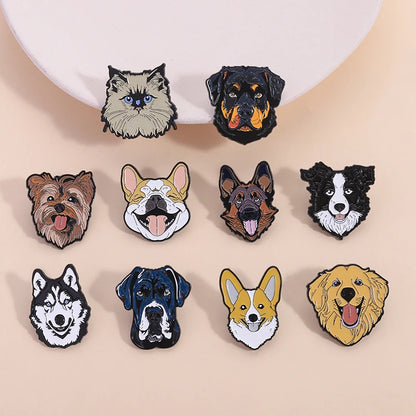 Cute Golden Retriever Border Collie Beagle Collie Enamel Pin Cartoon Pet Dog Animal Brooch Lapel Badge Jewelry Gifts For Friends