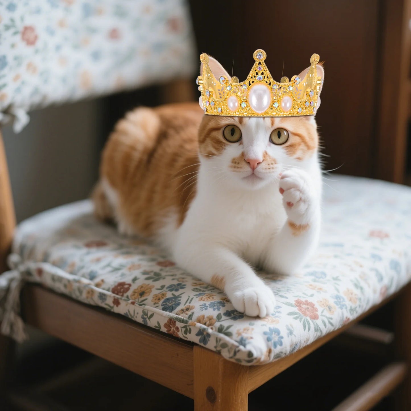 Pet Crown Adjustable Strap Small Dog Wedding Crown Hat Birthday Party Festive Events Golden Alloy Durable Photo Prop