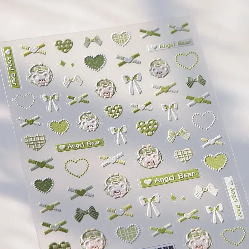 Graffiti Cat Claw Rabbit Bunny Bear Dog Flower Lovely Animal Fruit Dim Sum Candy Sunflower Adhesive 5D Nail Art Stickers Decal