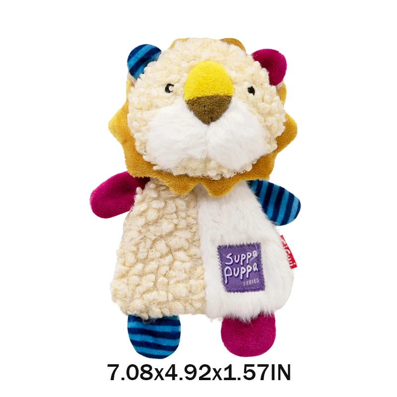 Gigwi Suppa Puppa Series Dog Toy Rattle Paper Teeth Sound Plush teeth cleaning dog bite resistant toy raccoon/Lion/fox Washable