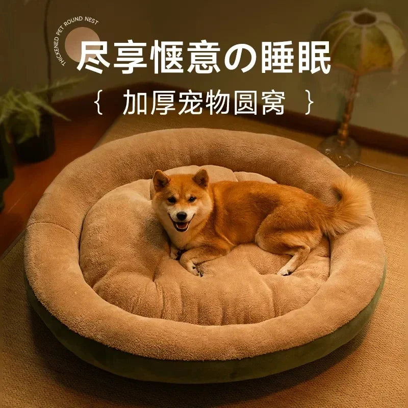 2023 Warm Soft Plush Pet Bed for Small Medium Large Dogs Round Cat Bed House Dogs Mat Dog Sleep Kennel Mat Cama Perro