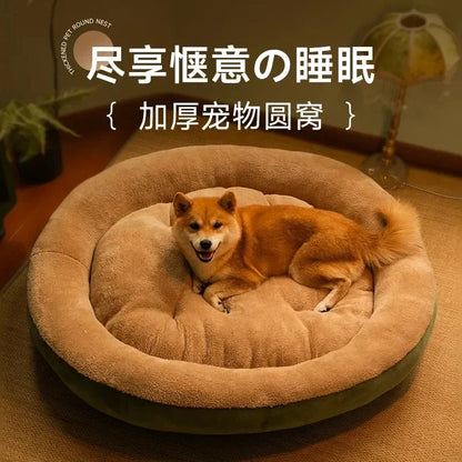 2023 Warm Soft Plush Pet Bed for Small Medium Large Dogs Round Cat Bed House Dogs Mat Dog Sleep Kennel Mat Cama Perro