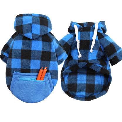 Autumn and Winter Warm Pockets Zipper Small Medium and Large Dog Clothes Pet Cat Teddy Bathroom Clothing Supplies