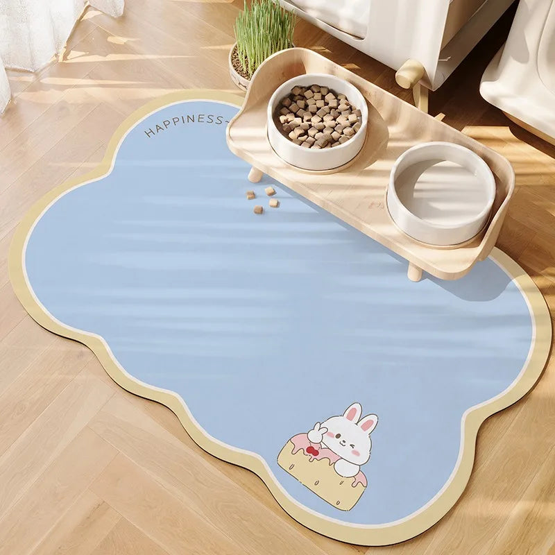 Pet Feeding Mat Waterproof Pvc Leather Carpet Cat Dog Anti-urine Floor Mats Pink Plaid Sweet Home Decoration Rug for Kitchen