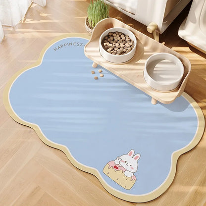 Pet Feeding Mat Waterproof Pvc Leather Carpet Cat Dog Anti-urine Floor Mats Pink Plaid Sweet Home Decoration Rug for Kitchen