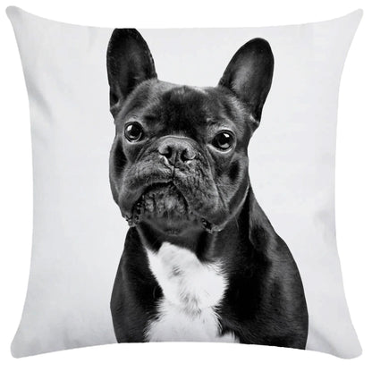 French Bulldog Dog Cushion Covers Dog Painting Pillowcase Decorative Pillow Covers Bedroom Sofa Home Decoration 45X45cm Car Seat
