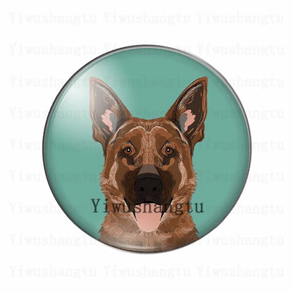 Lovely dog's head painting animal 12mm/20mm/25mm/30mm Round photo glass cabochon demo flat back Making findings