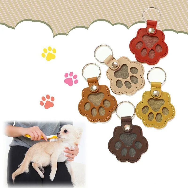 Pet Hair Keepsake Keychain Leather Memorial Locket for Storing Dog Cat Fur, Cute Pet Loss Gift, Remembrance Key Ring Bag Charm