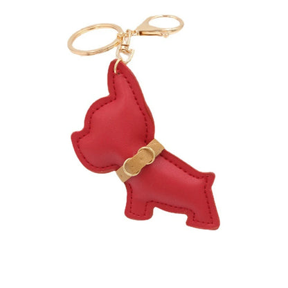 New Super Fierce Bulldog PU Leather Dog Car Keychain Backpack Decoration Key Chains for Women