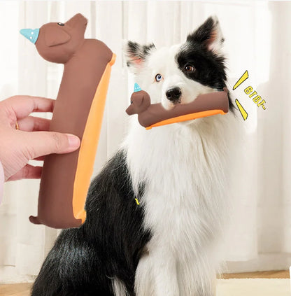 Dog Chew Toy Silicone Simulated Dachshund Modeling Squeaky Interactive Puppy Toy Bite Resistant Dog Accessories