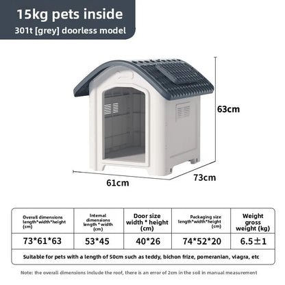 the IN THE DOGHOUSE - Large Waterproof Outdoor Doghouse - Detachable & Washable Dog Cage for Medium/Large Breeds, All-Weather Shelter