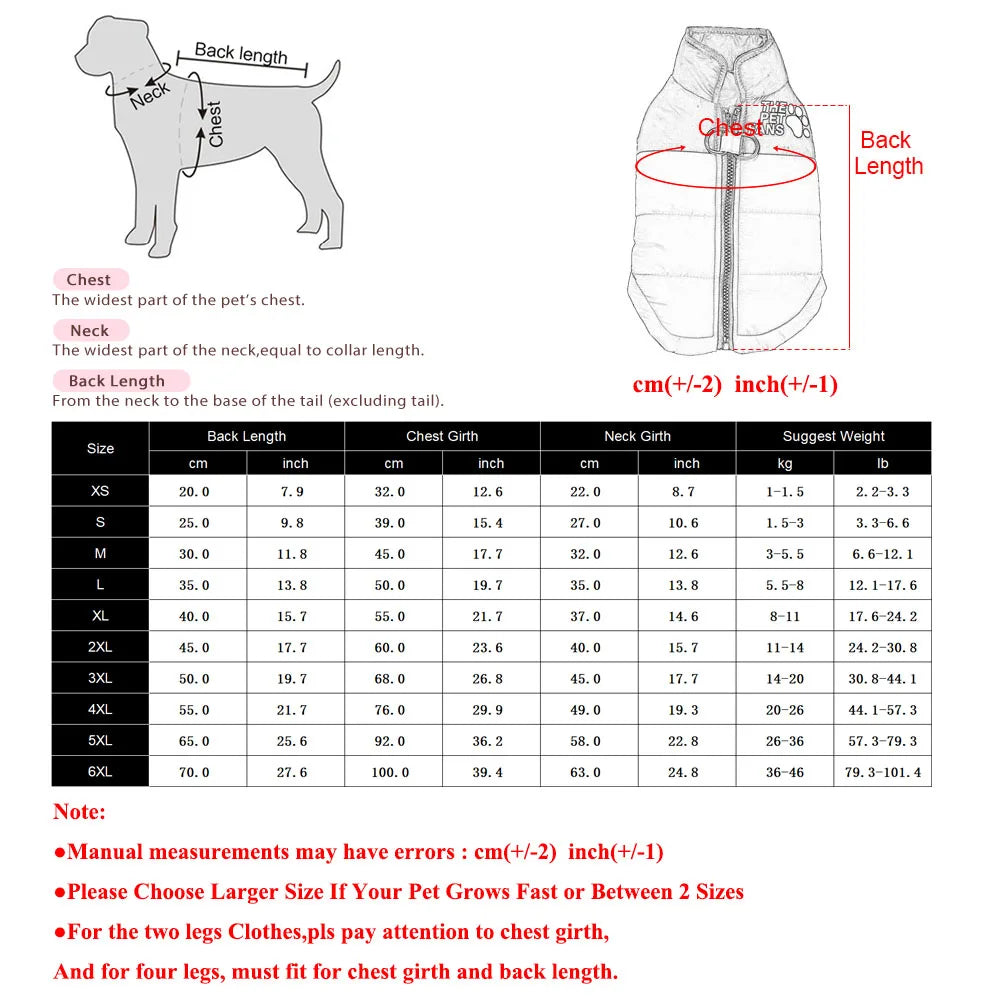 Warm Winter Pet Clothes Windproof Dog Jacket Coat For Small Big Dogs Labrador Costume French Bulldog Golden Retriever Outfits