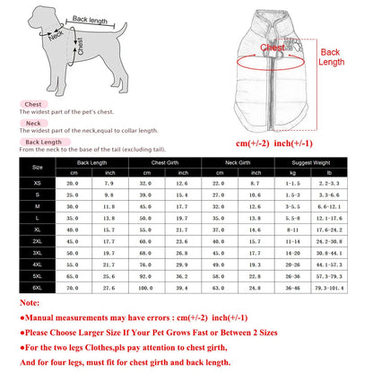 Warm Winter Pet Clothes Windproof Dog Jacket Coat For Small Big Dogs Labrador Costume French Bulldog Golden Retriever Outfits