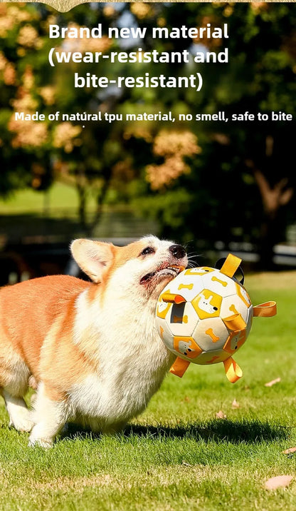 Dog outdoor chewing toy that is durable, bite-resistant and makes sound - inflatable football toy