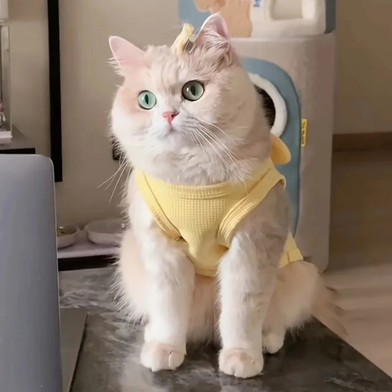 Cute Pet Vest Breathable Waffle Knit Soft and Comfortable with Traction Buckle Suitable for Spring/summer Dog and Cat Vest