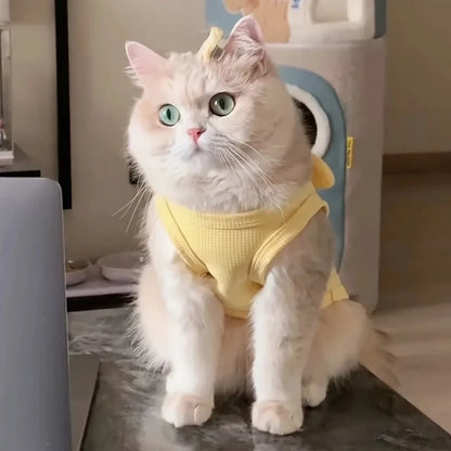 Cute Pet Vest Breathable Waffle Knit Soft and Comfortable with Traction Buckle Suitable for Spring/summer Dog and Cat Vest