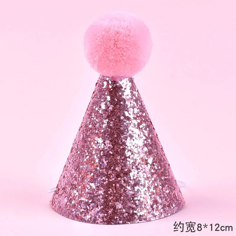 Cute Pet Birthday Caps With Bowknot Cat Dog Costume Sequin Headwear Cap Hat Christmas Party Pets Accessories Decoration