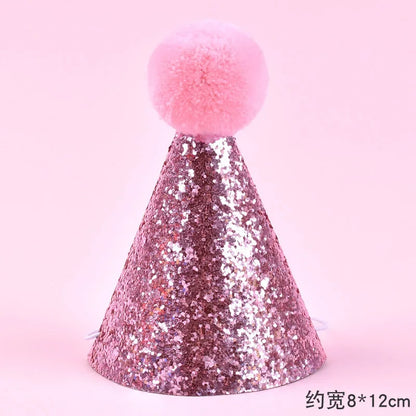 Cute Pet Birthday Caps With Bowknot Cat Dog Costume Sequin Headwear Cap Hat Christmas Party Pets Accessories Decoration