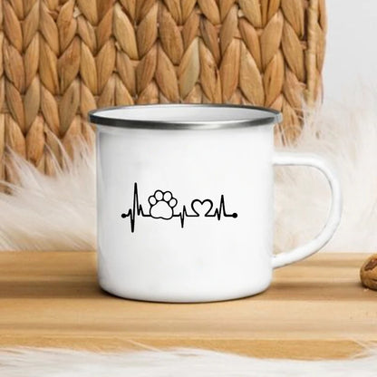 I Love My Dog Printed Enamel Cups Creative Coffee Tea Mug Drinks Dessert Breakfast Milk Cup Cut Mugs Handle Drinkware Best Gifts