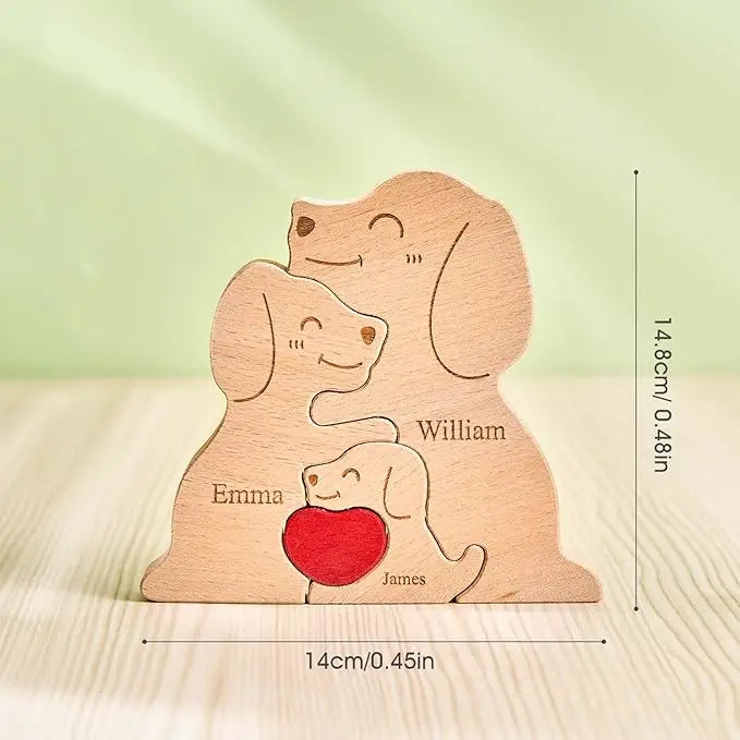 Art Wooden Dog Puzzle Personalized Name Custom Free Laser Engraving Home Gifts Home Decor Thanksgiving Christmas Gifts for Mom