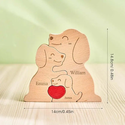 Art Wooden Dog Puzzle Personalized Name Custom Free Laser Engraving Home Gifts Home Decor Thanksgiving Christmas Gifts for Mom