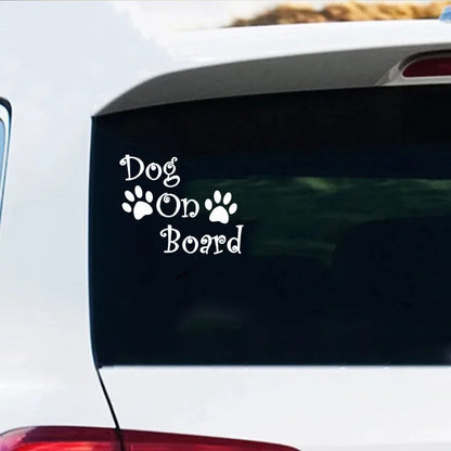 Dog On Board Dog Footprints PVC Decorative Stickers Vinyl Film Cute Funny Decal For Car Body Bumper Rear Window Auto Accessories