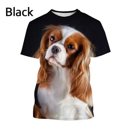 the COOL CAVALIER - Beautiful Cavalier Dog 3D Printed T-Shirt, King Charles Spaniel Fashion, Men/Women's Personality Hip Hop Casual T-Shirt Tees Tops