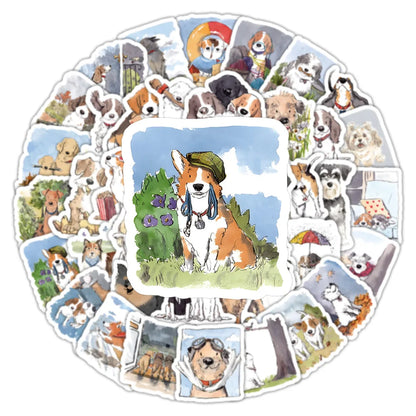 10/30/50/100PCS Happy Dog Stickers Funny Dog Cartoon Sticker Animal Decals DIY Luggage Laptop Phone Car Bike Skateboard Kids Toy