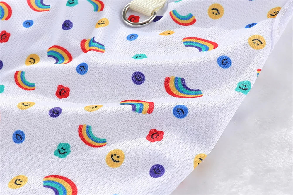 Cute Summer Pet Dog Cooling Vest Cartoon Soft Clothing Summer Casual Shirts Small Medium Large Dogs Puppy French Bulldog Clothes