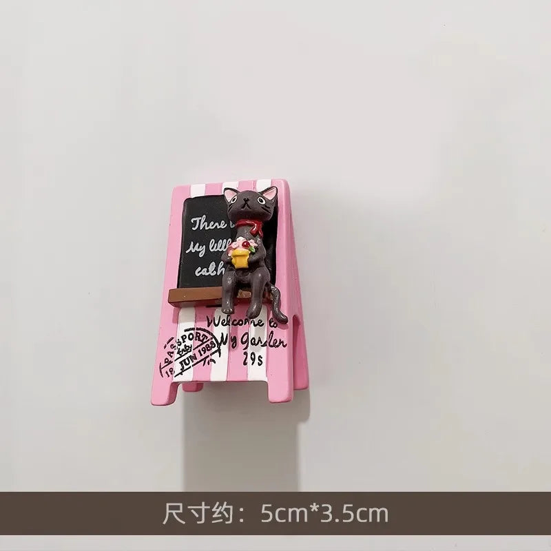 3D Fridge Magnet Puppy Cartoon Cat and Dog Refrigerator Stickers  Anti-theft Entrance Door Decorative Magnetic Creative Message