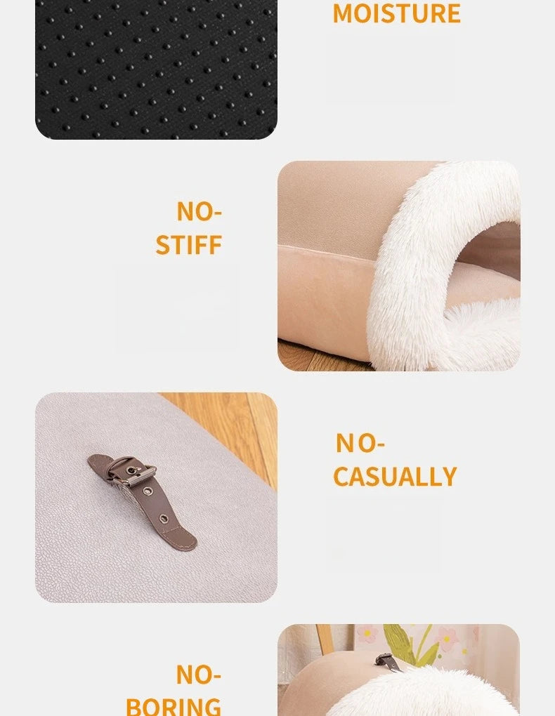 2025 New Spliced Portable Pet Nest Portable Autumn and Winter Warm Dog Kennel Moisture-proof Plush Cat Kennel Pet Supplies