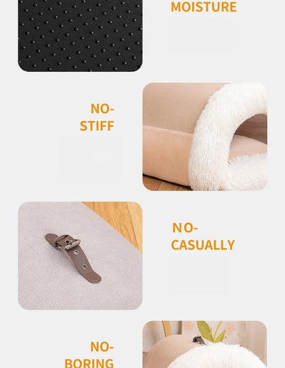 2025 New Spliced Portable Pet Nest Portable Autumn and Winter Warm Dog Kennel Moisture-proof Plush Cat Kennel Pet Supplies