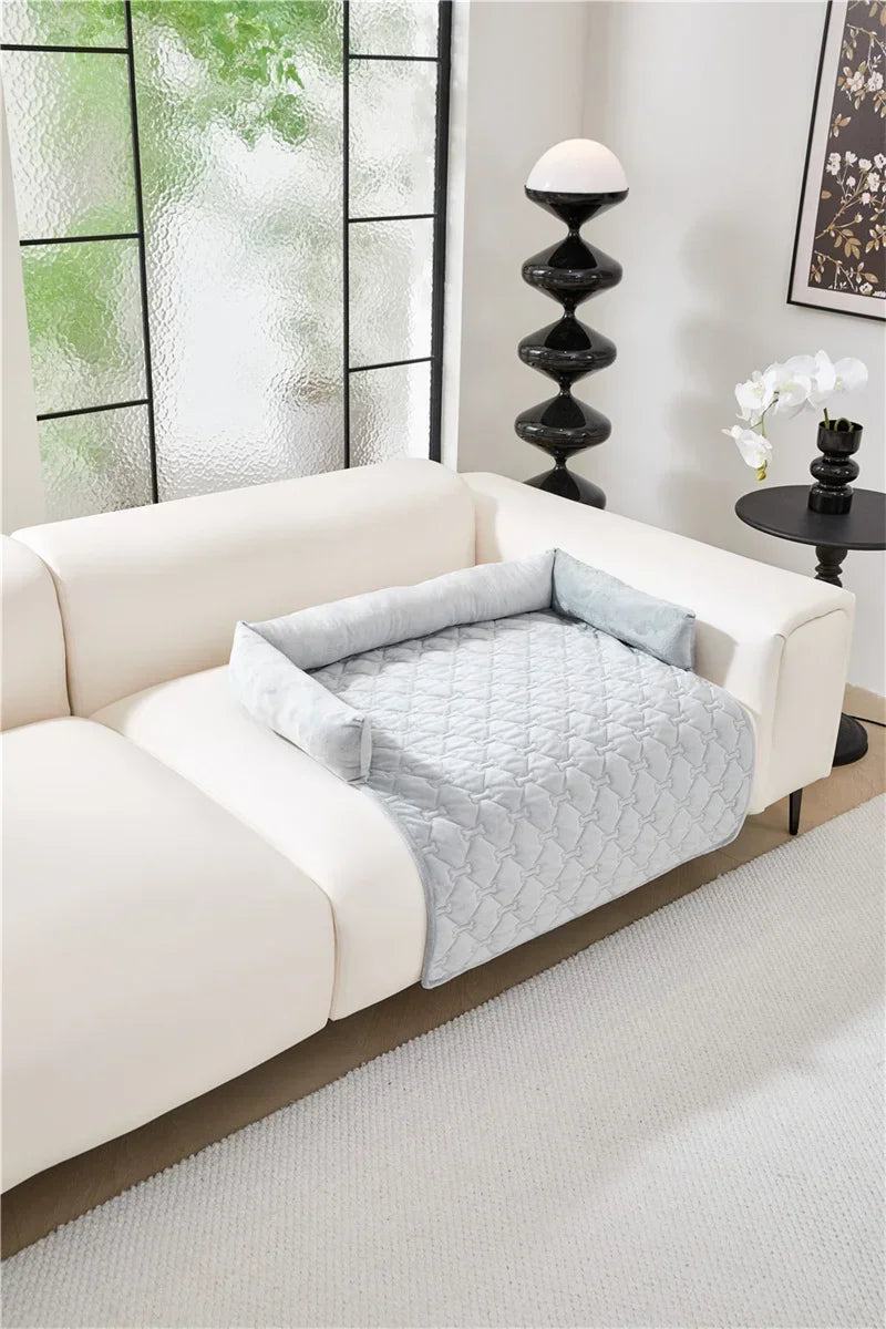 Velvet Pet Sofa Mat Warm Pet Blanket for Medium Large Dog Couch Bed Cushion with Pillow Cats Pad House Pet Supplies Accessories