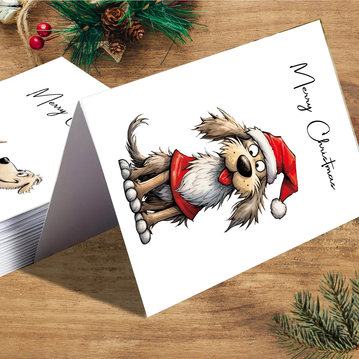 12pcs Christmas Greeting Cards With Envelope-Cute Dog,Snowman,Xmas Thank You Card,Handwritten Christmas Message For Mailing Gift