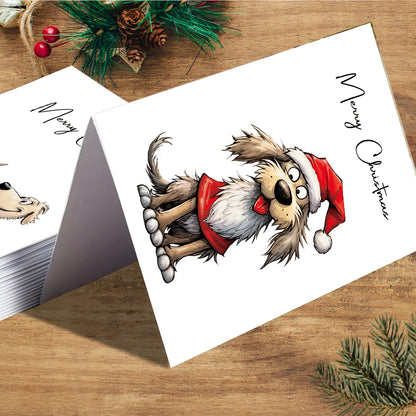 12pcs Christmas Greeting Cards With Envelope-Cute Dog,Snowman,Xmas Thank You Card,Handwritten Christmas Message For Mailing Gift