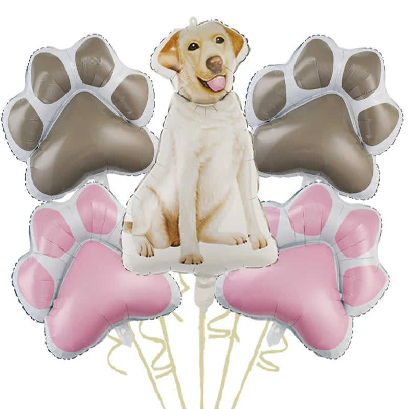 Large Dog Party Balloons Decorations Banner Pet Festivals Party Supplies Paw Bone Foil Balloons Pets Birthday Decorations