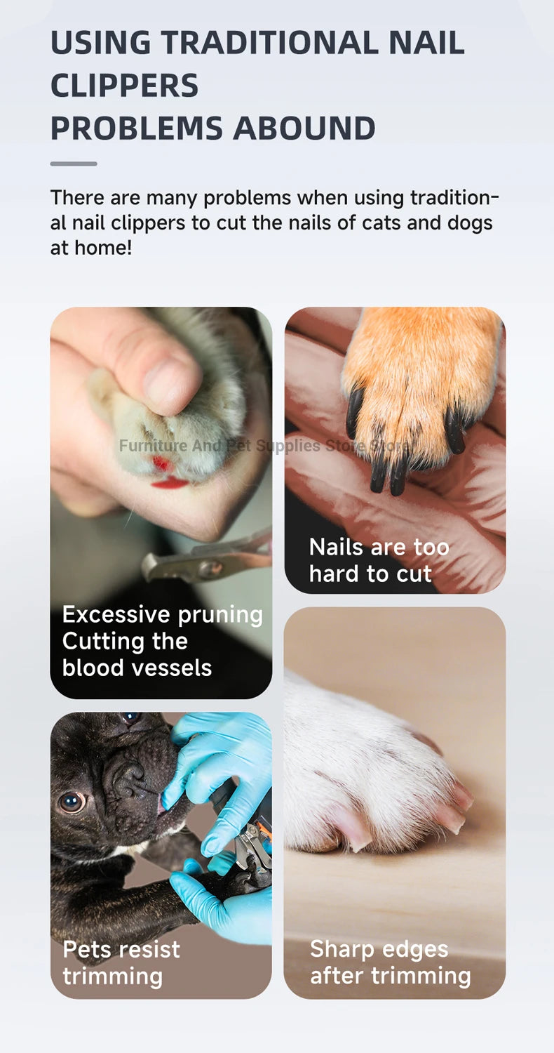 Electric Dog Nail Grinder Pet Nail Clipper USB Rechargeable Pet Nail Trimmers Painless with Polisher Wheel for Small/Large Pets