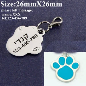 Pet Id Paw Tag for Dog, Puppy, Kitten, Cat Collar Accessories, Dog ID Tag, Free Engraving, Message , Pet Supplies Products