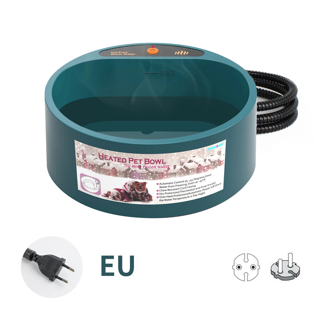 Heated Pet Bowl Intellectual Temperature Control 2.2L Heated Dog Bowl Winter Bird Bath Heater Dish Thermal Water Bowl for Dogs