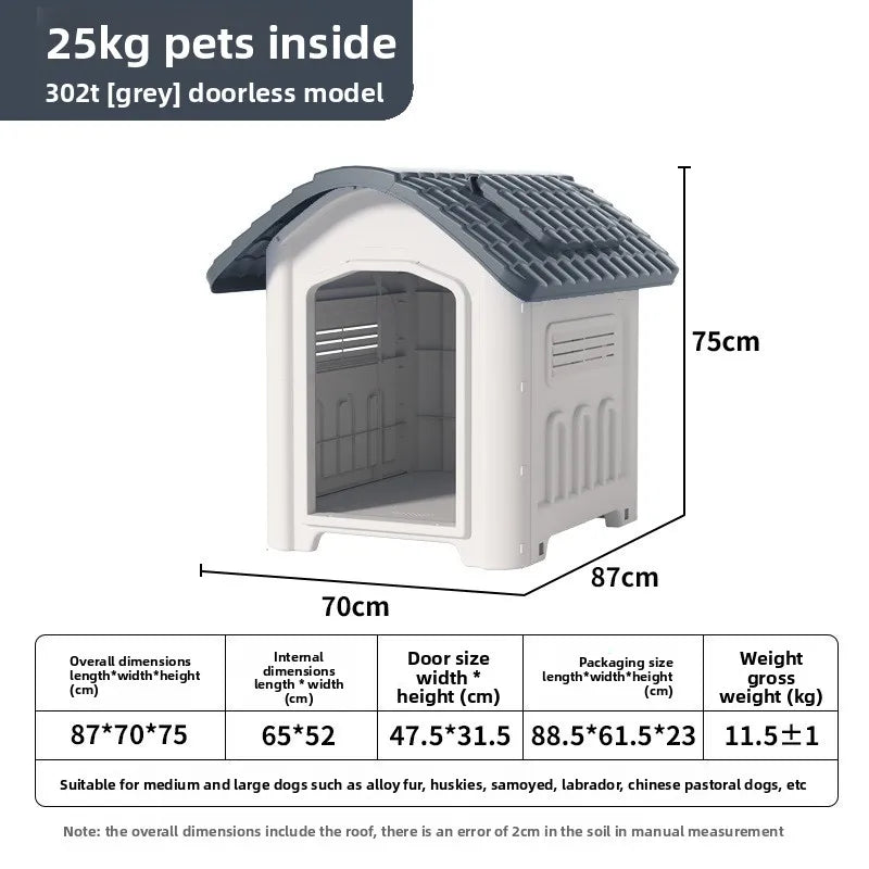 the IN THE DOGHOUSE - Large Waterproof Outdoor Doghouse - Detachable & Washable Dog Cage for Medium/Large Breeds, All-Weather Shelter