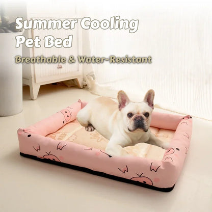 Summer-Ready Cooling Pet Bed for Small Dogs & Cats – Ice Pad Mattress with Water-Resistant Fabric & Breathable Mesh